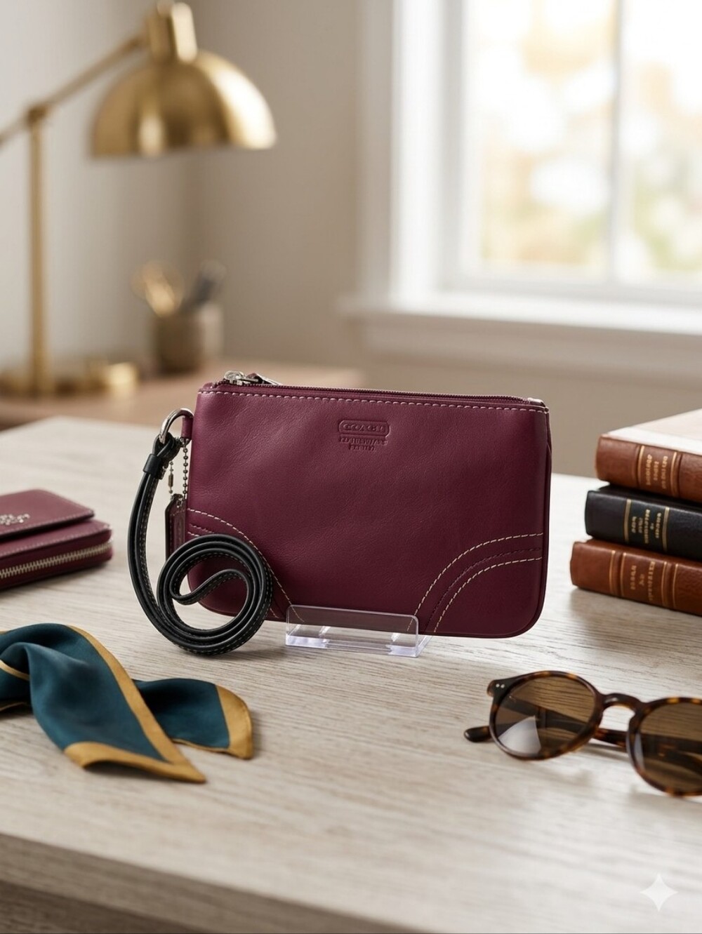 Coach Leatherware 1941 Wristlet With Contrast Stitch